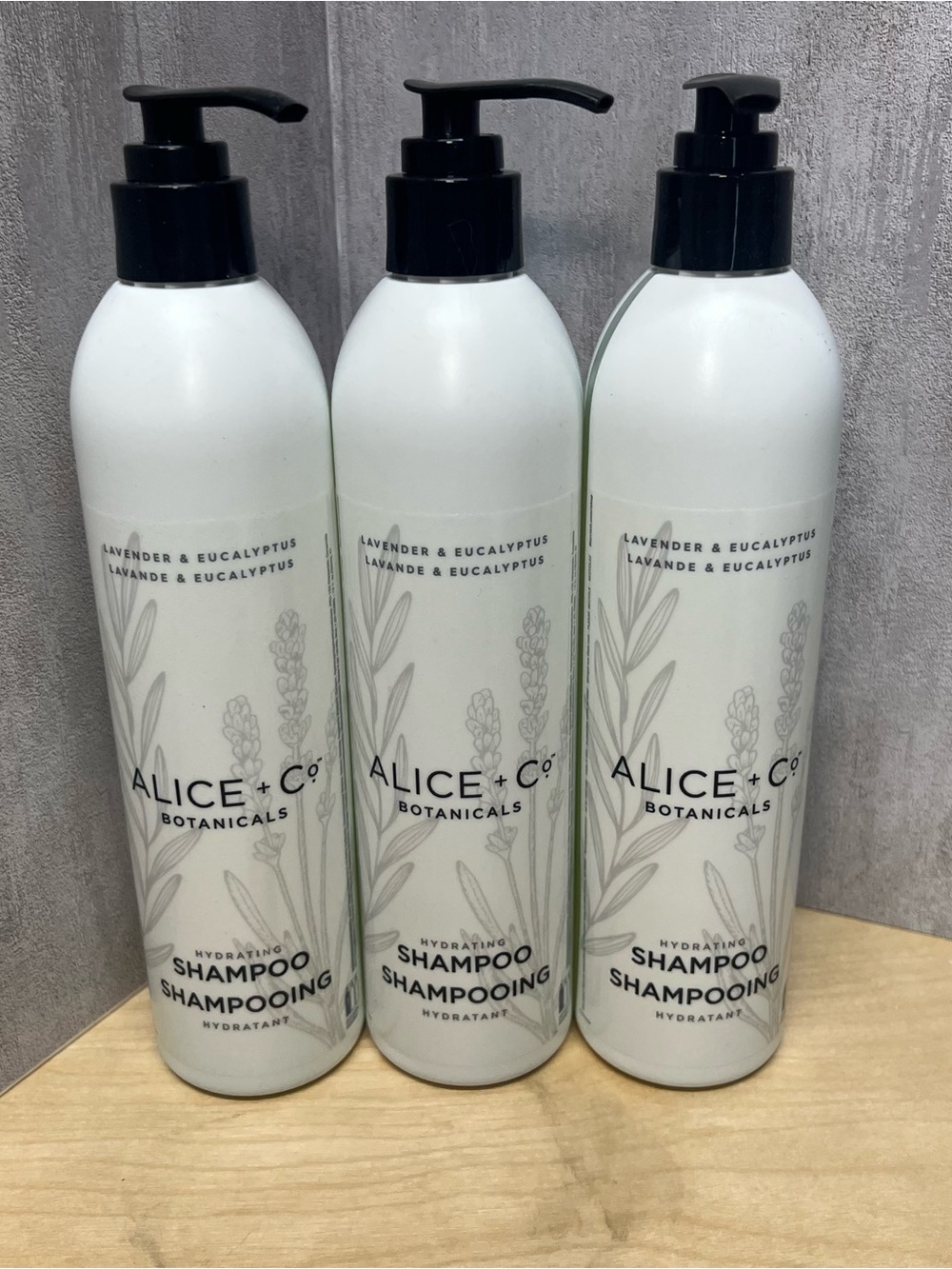 Alice + Co Botanicals Lavender and Eucalyptus Hydrating Shampoo 12 oz 3 bottles